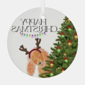 Peek a boo  Dog Christmas Glas Ornament (Achterkant)