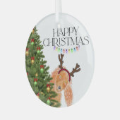 Peek a boo  Dog Christmas Glas Ornament (Voorkant links)