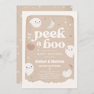 Peek A Boo Gender Neutral Ghost Baby shower Kaart