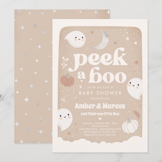 Peek A Boo Genderneutraal Ghost Baby shower Kaart (Voorkant / Achterkant)