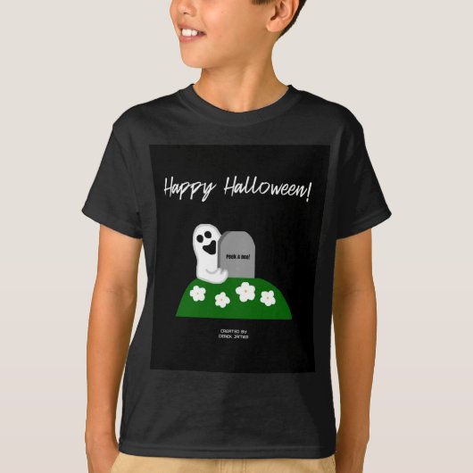 Peek A Boo Ghost Boys Black Basic T-Shirt (Voorkant)