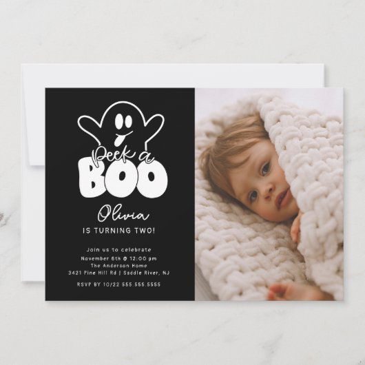 Peek A Boo Ghost Foto Verjaardag Kaart (Voorkant)