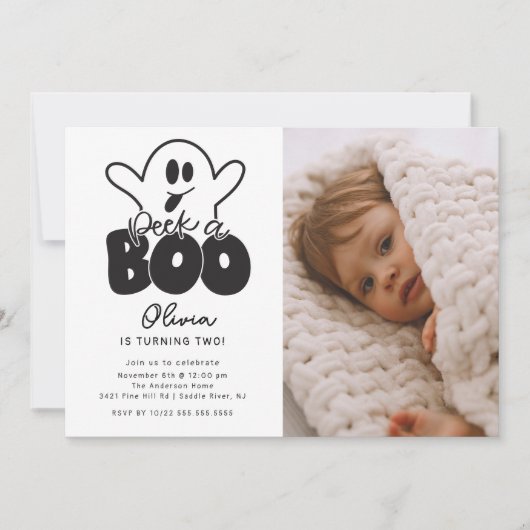 Peek A Boo Ghost Foto Verjaardag Kaart (Voorkant)