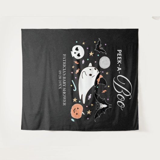 Peek-A-Boo Ghost Halloween Baby shower Backdrop Wandkleed (Voorkant (horizontaal))