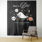Peek-A-Boo Ghost Halloween Baby shower Backdrop Wandkleed (In situ)