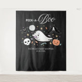 Peek-A-Boo Ghost Halloween Baby shower Backdrop Wandkleed (Voorkant)