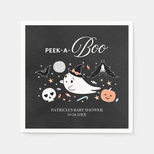Peek-A-Boo Ghost Halloween Boy Baby shower Napkins Servet (Voorkant)