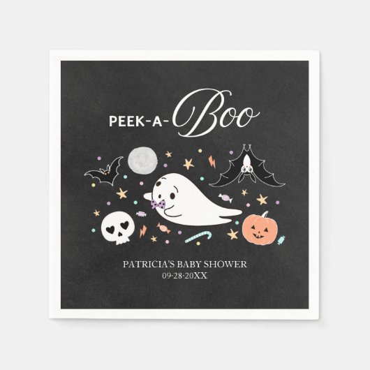 Peek-A-Boo Ghost Halloween Boy Baby shower Servet (Voorkant)