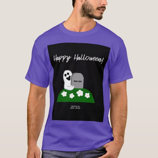 Peek A Boo Ghost Mannen Paarse T Shirt (Voorkant)