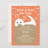 Peek A Boo Ghost Oranje Halloween Baby shower Kaart (Voorkant)
