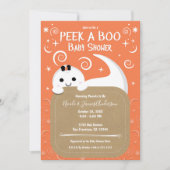 Peek A Boo Ghost Oranje Halloween Baby shower Kaart (Voorkant)