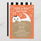 Peek A Boo Ghost Oranje Halloween Baby shower Kaart (Voorkant / Achterkant)
