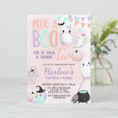 Peek a Boo Ghost Pastel Halloween Verjaardag Kaart (Staand voorkant)