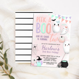 Peek a Boo Ghost Pastel Halloween Verjaardag Kaart