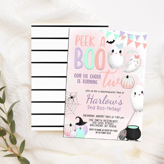 Peek a Boo Ghost Pastel Halloween Verjaardag Kaart