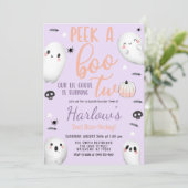 Peek a Boo Ghost Pastel Paarse Halloween Verjaarda Kaart (Staand voorkant)