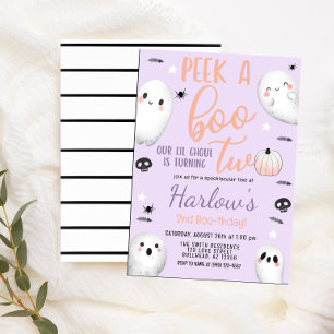 Peek a Boo Ghost Pastel Paarse Halloween Verjaarda Kaart
