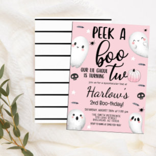 Peek a Boo Ghost Pastel Roze Halloween Verjaardag Kaart
