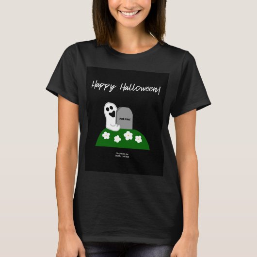 Peek A Boo Ghost Women's Black Basic T-Shirt (Voorkant)