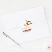 Peek A Boo Girl Monkey Baby shower Favor Sticker (Envelop)