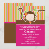 Peek A Boo Girl Monkey Baby shower Uitnodiging (Voorkant / Achterkant)