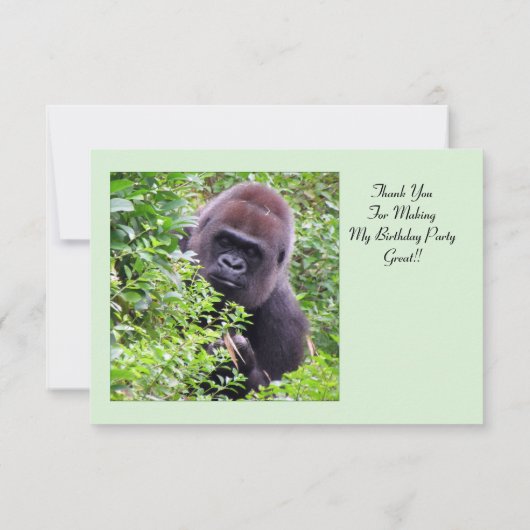 Peek-A-Boo Gorilla - Hartelijk dank voor uw kaarte Bedankkaart (Achterkant)