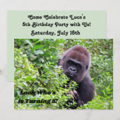 Peek-A-Boo Gorilla - uitnodiging van Birthday (Voorkant / Achterkant)