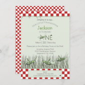 Peek-a-Boo Grasshoppers 1e Verjaardag Picknickfees Kaart (Voorkant / Achterkant)