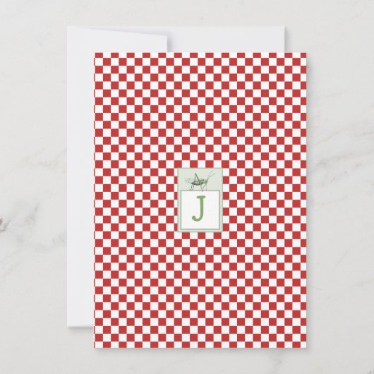 Peek-a-Boo Grasshoppers 1e Verjaardag Picknickfees Kaart (Achterkant)