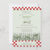 Peek-a-Boo Grasshoppers 1e Verjaardag Picknickfees Kaart (Voorkant)