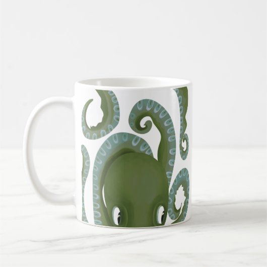 Peek-A-Boo Green Octopus Koffiemok (Links)