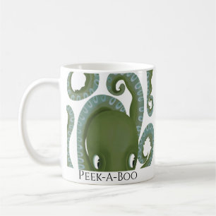 Peek-A-Boo Groene Octopus Gepersonaliseerde naam K Koffiemok