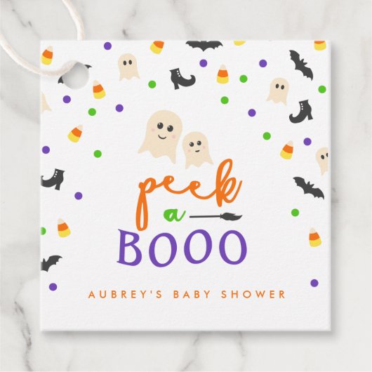 Peek a Boo Halloween Baby shower Bedankjes Labels (Voorkant)