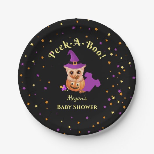 Peek-A-Boo Halloween Baby shower Borden Papieren Bordje (Voorkant)