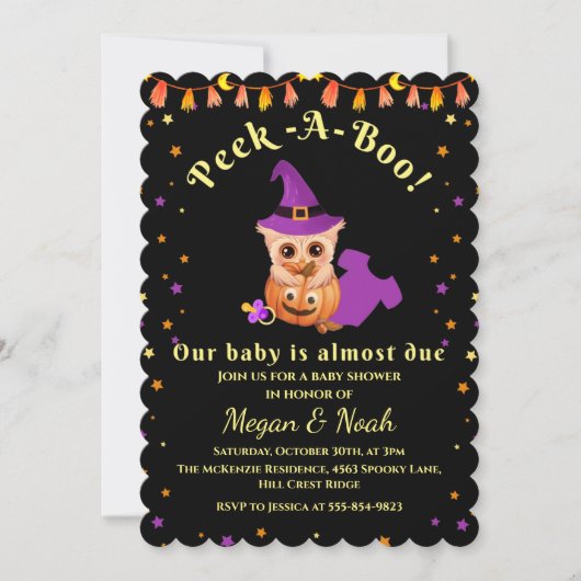 Peek-A-Boo Halloween Baby shower Invitation Kaart (Voorkant)