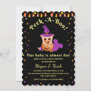 Peek-A-Boo Halloween Baby shower Invitation Kaart
