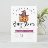 Peek A Boo Halloween Baby shower Kaart (Staand voorkant)