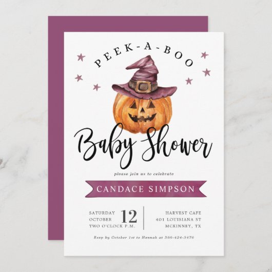 Peek A Boo Halloween Baby shower Kaart (Voorkant / Achterkant)