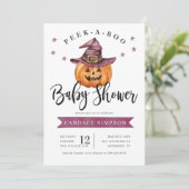 Peek A Boo Halloween Baby shower Kaart (Staand voorkant)