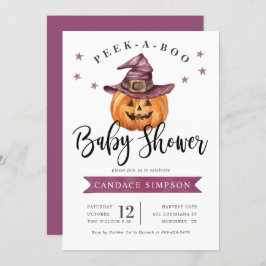 Peek A Boo Halloween Baby shower Kaart