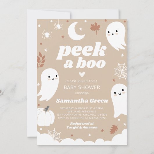 Peek a Boo Halloween Baby shower Kaart (Voorkant)