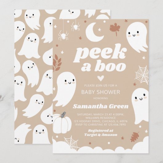 Peek a Boo Halloween Baby shower Kaart (Voorkant / Achterkant)