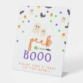 Peek a Boo Halloween Baby shower Reclamebord Met Voetstuk (Voorkant)