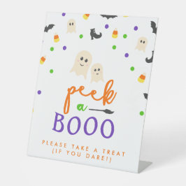 Peek a Boo Halloween Baby shower Reclamebord Met Voetstuk