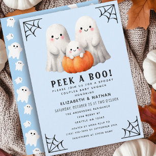 Peek A Boo Halloween Couples Boy Baby shower Kaart