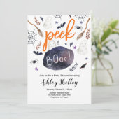 Peek a Boo Halloween Genderneutraal Baby shower Kaart (Staand voorkant)