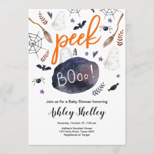 Peek a Boo Halloween Genderneutraal Baby shower Kaart