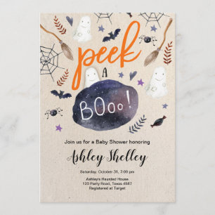 Peek a Boo Halloween Genderneutraal Baby shower Kaart