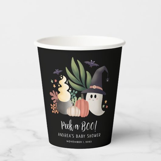 Peek a Boo Halloween Ghost Baby shower Papieren Bekers (Voorkant)