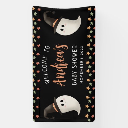 Peek a Boo Halloween Ghost Baby shower Welkom Spandoek (Verticaal)